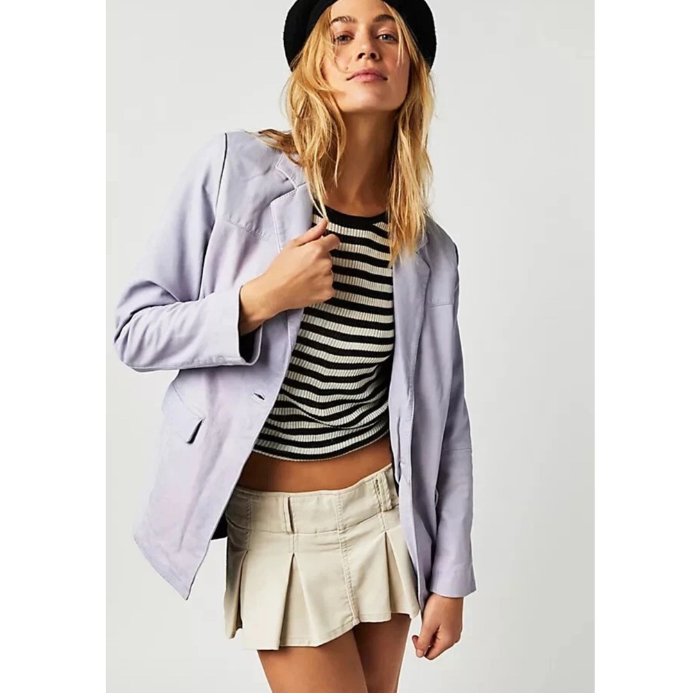 NWT Free People X Deadwood‎ Brooke Recycled Leather Blazer Jacket Size 6